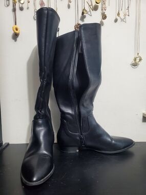 Classic Black Tall Leather Riding Boots